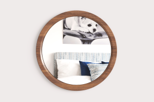 Round mirror KUK with massive frame. Produced by family company SITUS in the Czech republic.